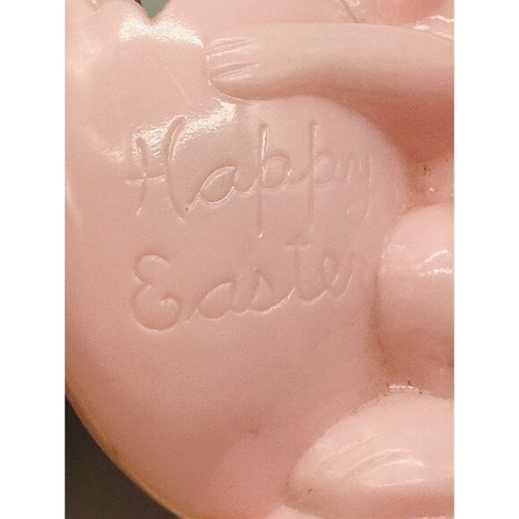 Rosbro Bunny Rabbit Happy Easter Egg Candy Container Toy Pink Plastic Vintage - Picture 6 of 8
